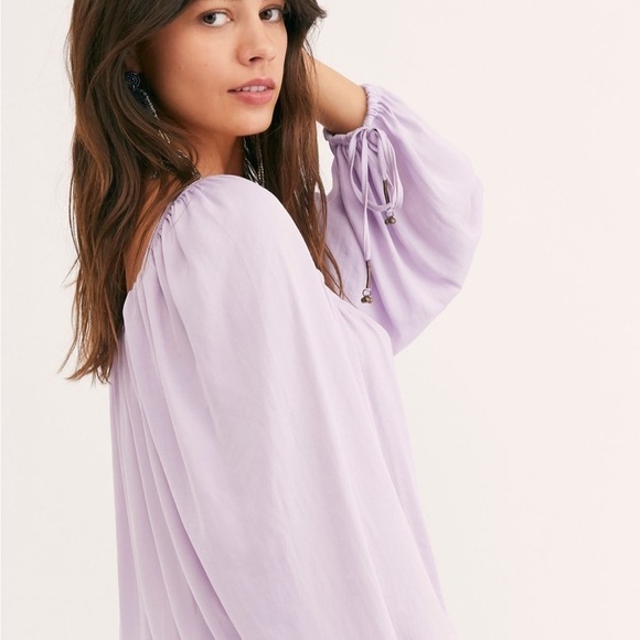 Free People Another Round Bodysuit Puff Sleeved Medium Lavender Purple - Picture 3 of 6